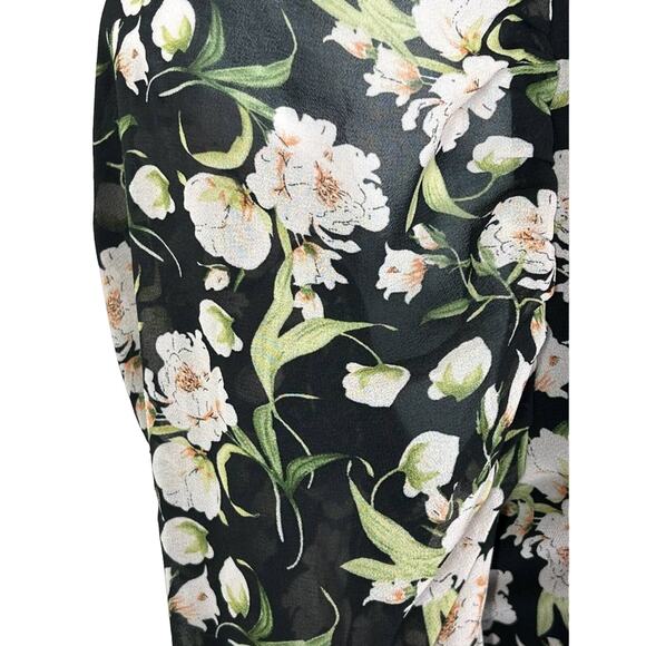 Nasty Gal Black Floral Boho Mini Dress Balloon Sleeve Size 6 - Picture 6 of 16